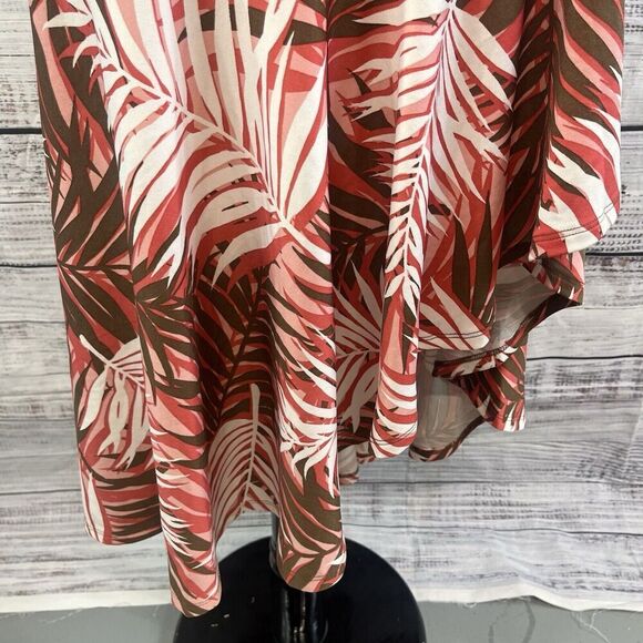 Antthony Skirt Plus size 1X Brown Coral Slinky Tropial High Low Stretch Cruise - Picture 5 of 11